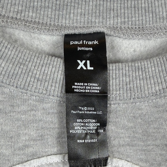 Paul Frank Retired Gray Crewneck Sweater Monkey Patch. Size XL. ptp 22.5 in - Picture 3 of 5
